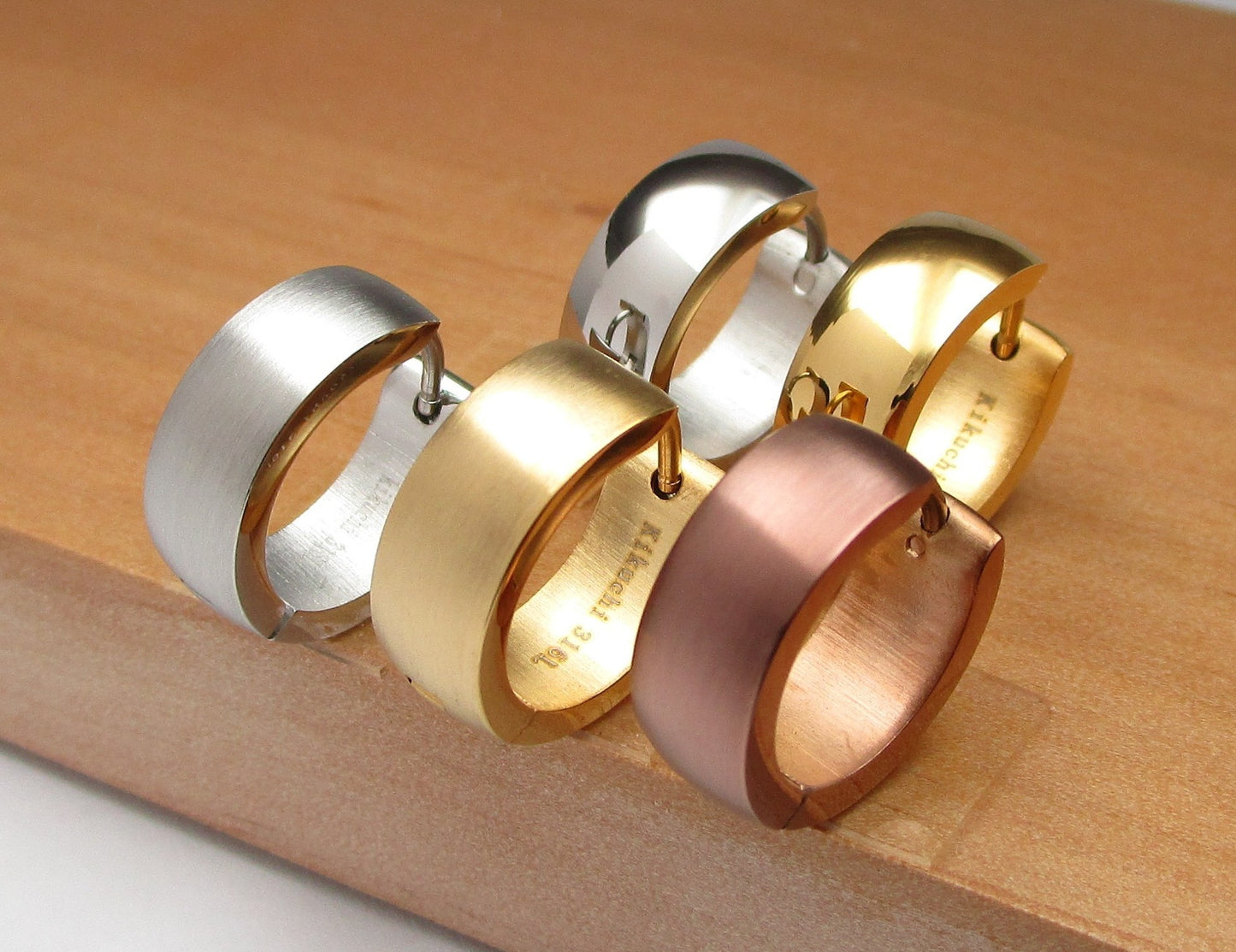 🎉 Ø 16 mm / 6 mm Edelstahl Ohrringe Bogen Creolen Silber Gold Matt Bronze Matt Hochglänzend Für Herren Damen