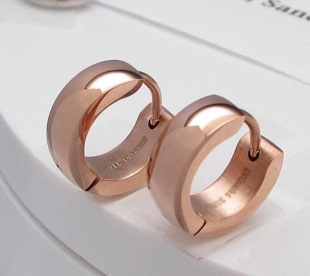 🎉 Edelstahl Ohrringe Ø 13,4 mm / 5 mm Bogen Creolen Schwarz Silber Blau Matt Gold Braun Rotgold Glänzend