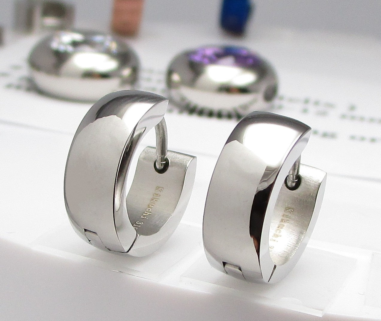 🎉 Edelstahl Ohrringe Ø 13,4 mm / 5 mm Bogen Creolen Schwarz Silber Blau Matt Gold Braun Rotgold Glänzend