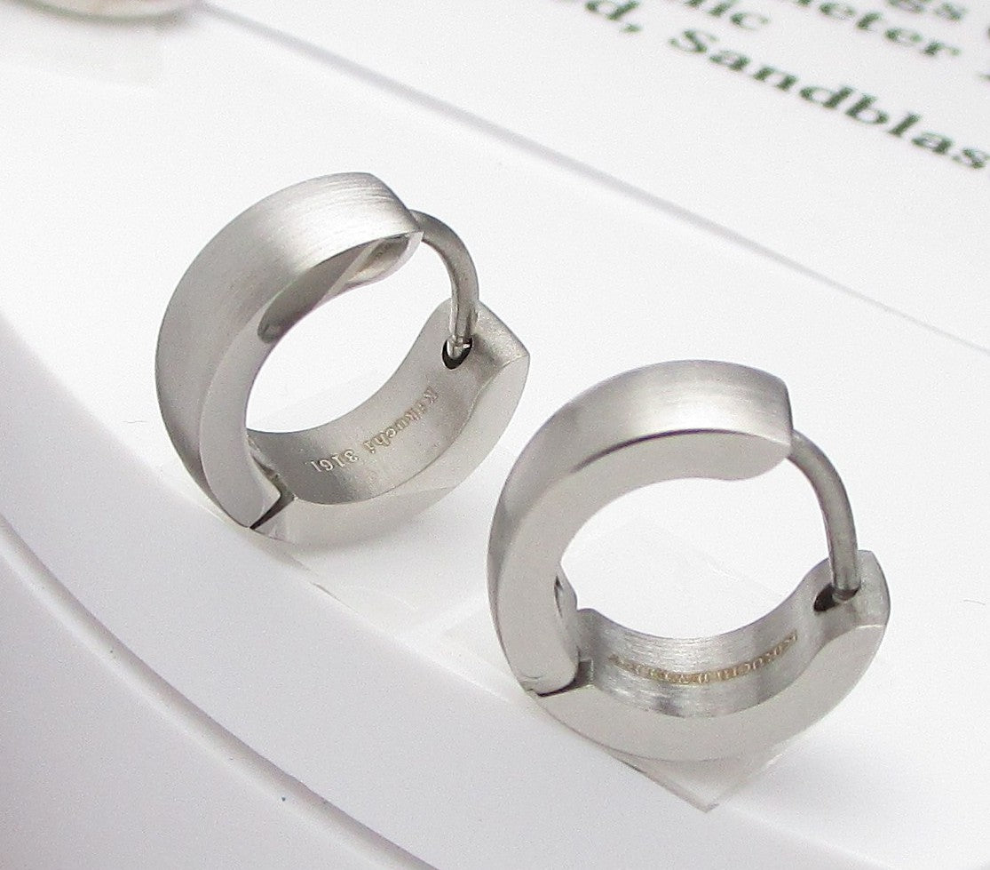 🎉 Edelstahl Ohrringe Ø 13,4 mm / 5 mm Bogen Creolen Schwarz Silber Blau Matt Gold Braun Rotgold Glänzend