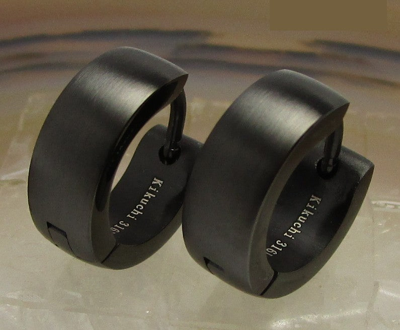 🎉 Edelstahl Ohrringe Ø 13,4 mm / 5 mm Bogen Creolen Schwarz Silber Blau Matt Gold Braun Rotgold Glänzend