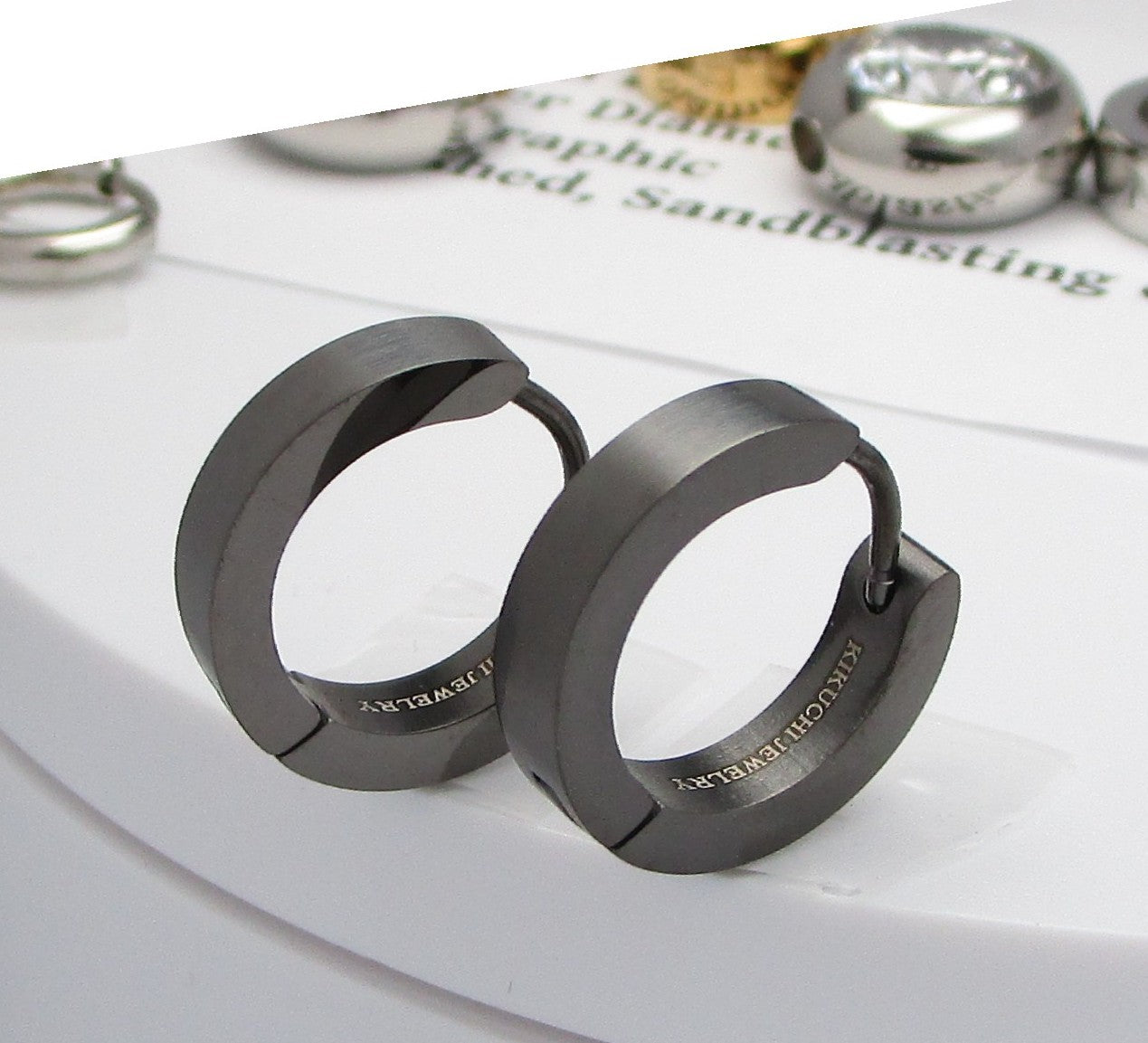 🔶 Ø 16 mm Titan Stab 18g Ohrringe Gold Blau Bronze Braun Matt Gebürstet Edelstahl Hoop Klapp Creolen Kantig Ohrclicker ERTS009
