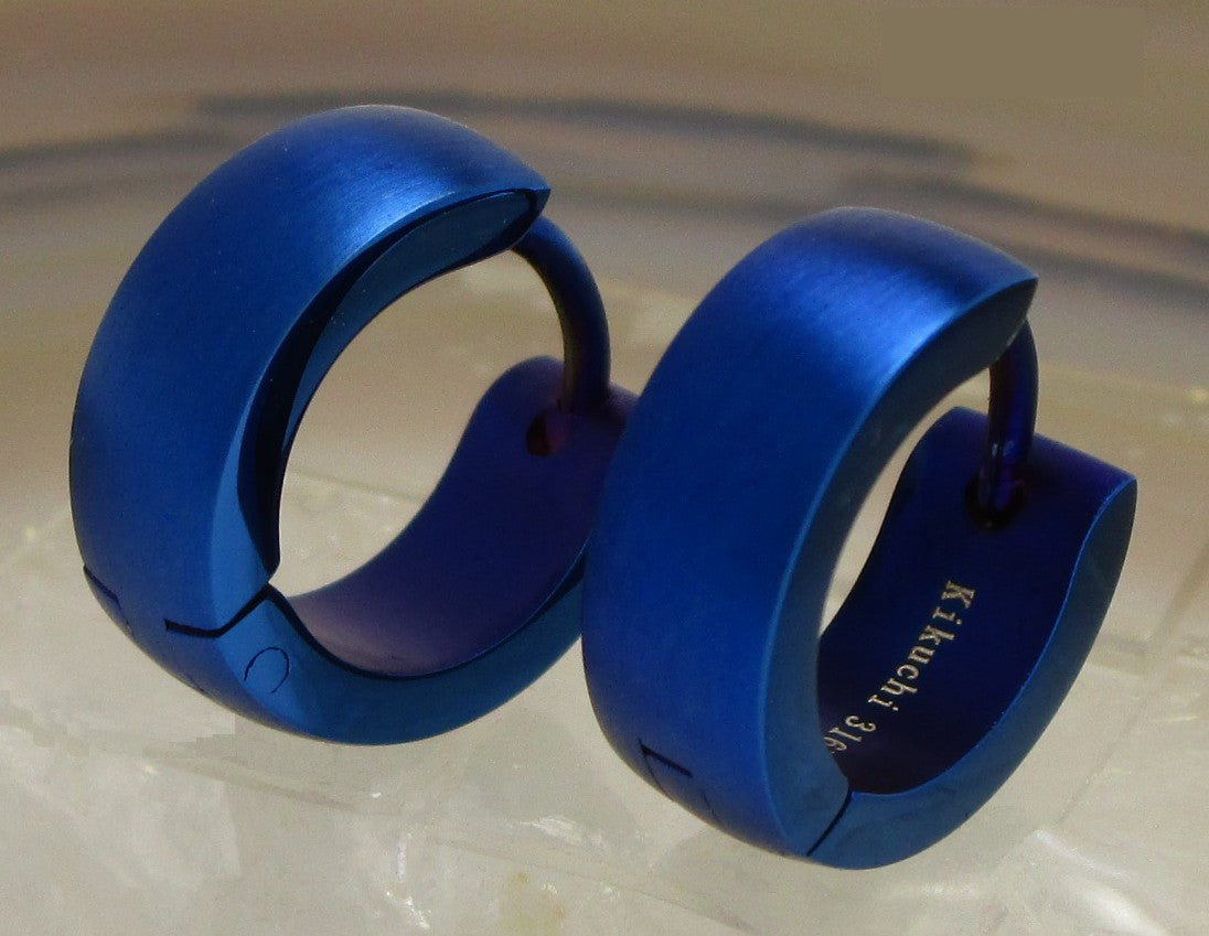 🎉 Edelstahl Ohrringe Ø 13,4 mm / 5 mm Bogen Creolen Schwarz Silber Blau Matt Gold Braun Rotgold Glänzend