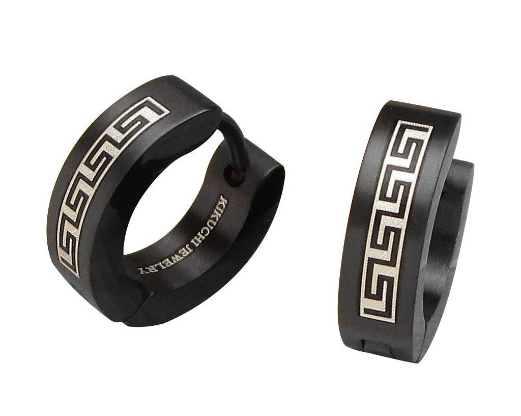 ✨ Männer Damen Ohrringe Edelstahl Klapp Creolen Griechische Mäander ER15139