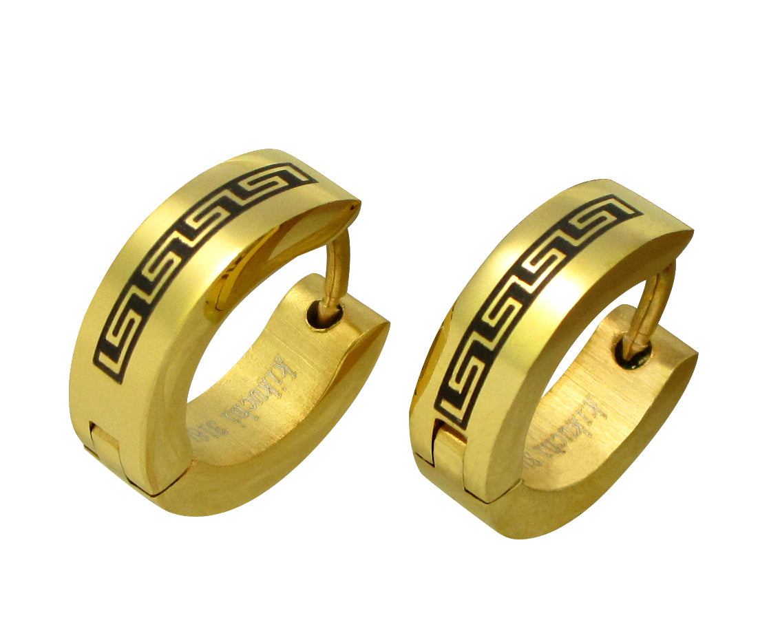 ✨ Männer Damen Ohrringe Edelstahl Klapp Creolen Griechische Mäander ER15139