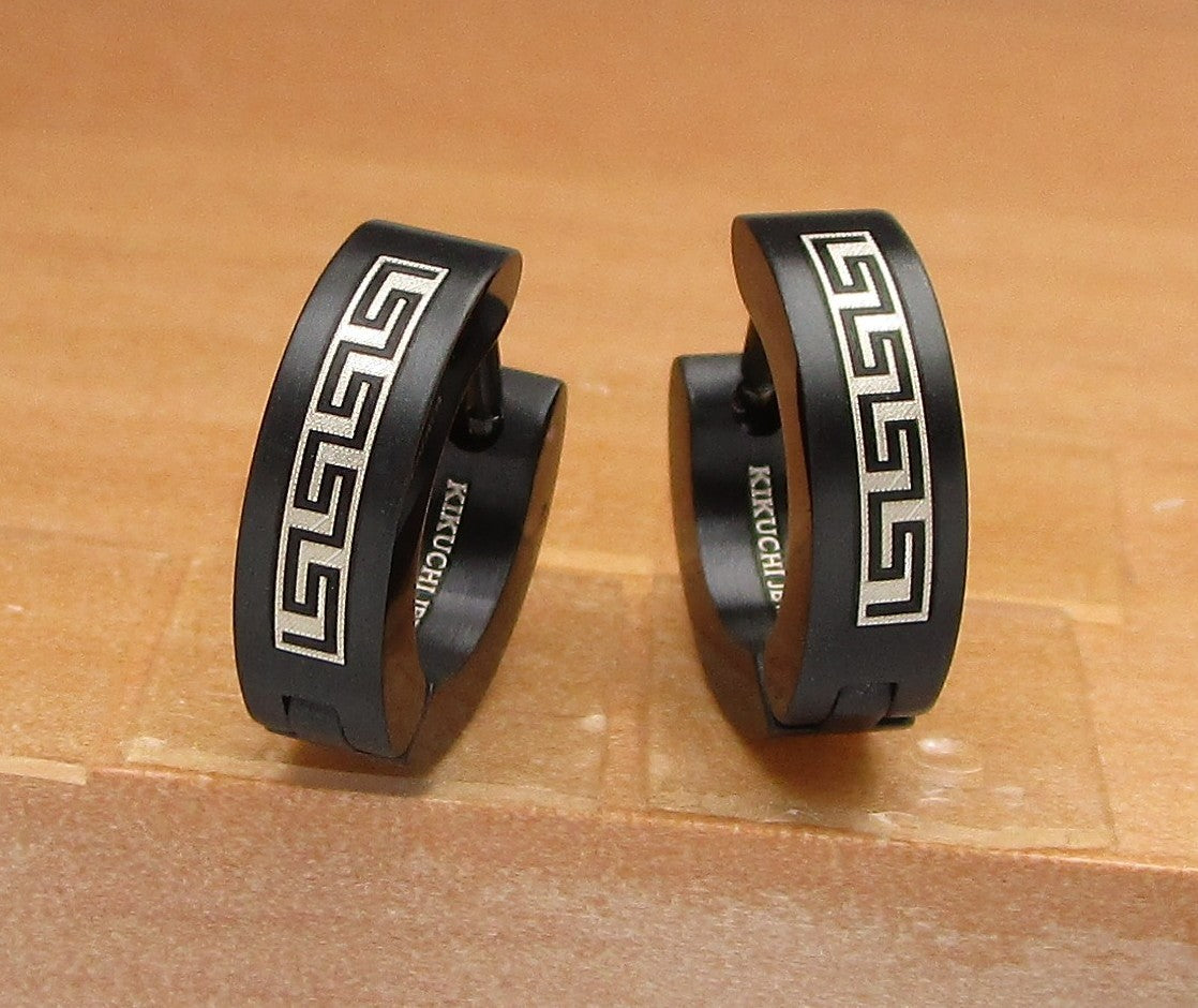 ✨ Männer Damen Ohrringe Edelstahl Klapp Creolen Griechische Mäander ER15139