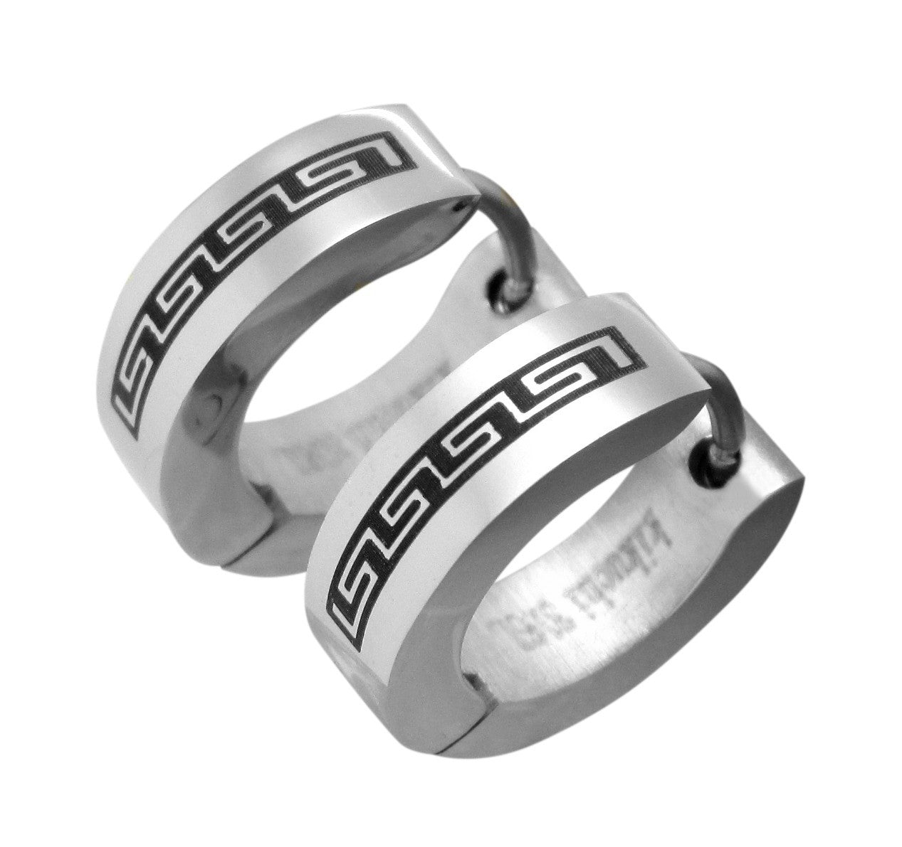 ✨ Männer Damen Ohrringe Edelstahl Klapp Creolen Griechische Mäander ER15139