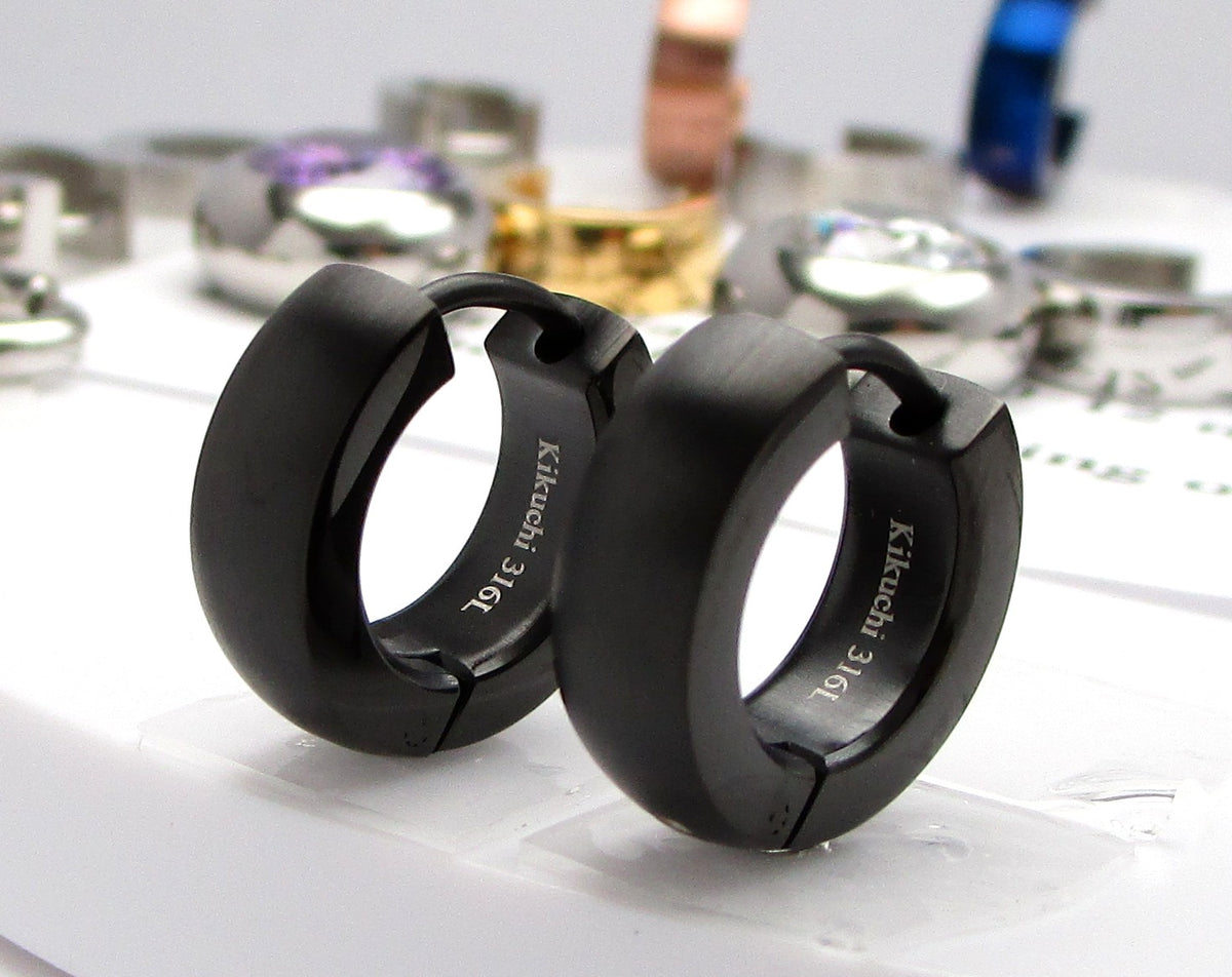 🎉 Ø 15 mm / 5 mm Stainless Steel Hoop Earrings Bar 18g Huggies Rose Gold Black Silver High-Gloss WE15102