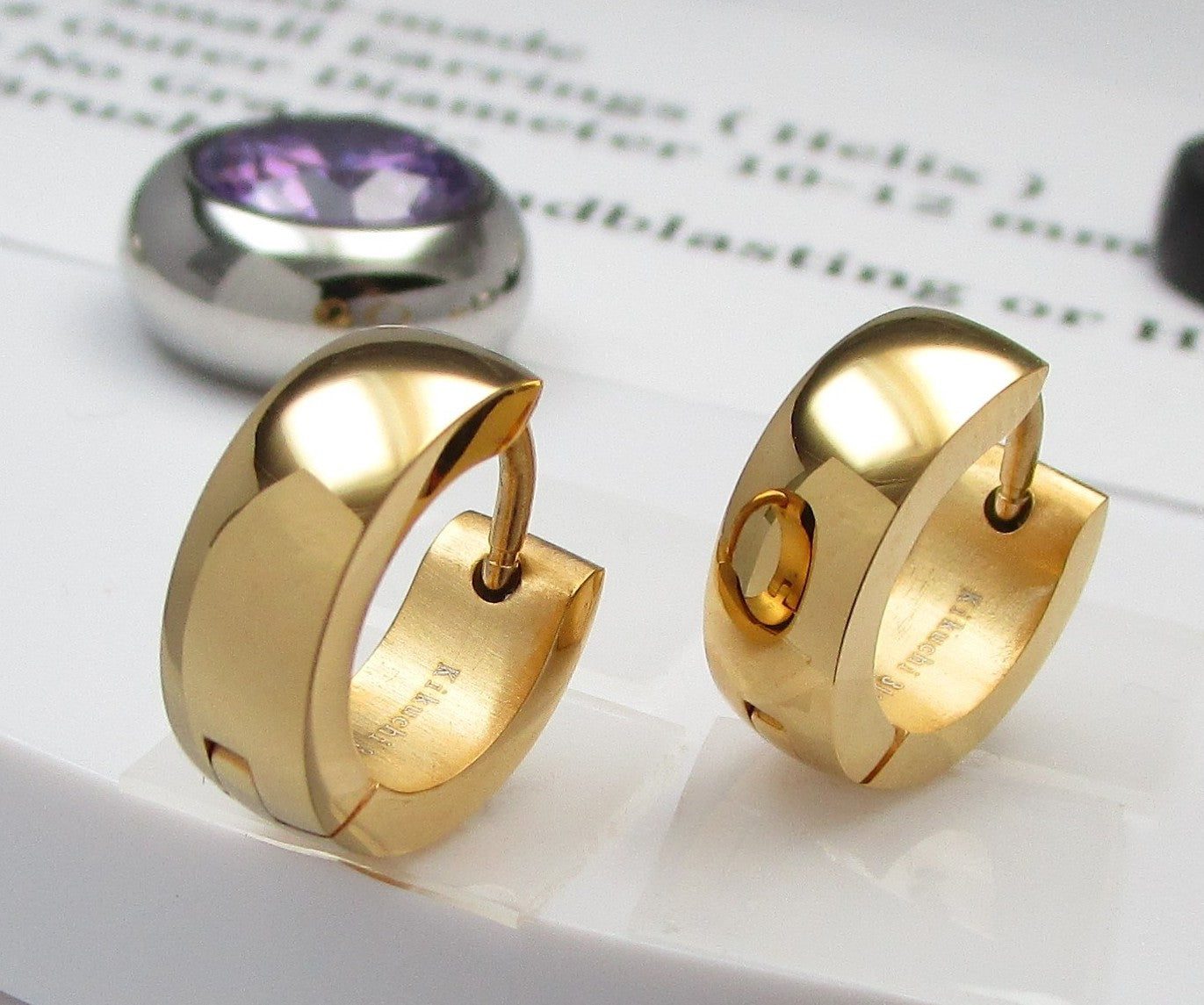 🎉 Edelstahl Ohrringe Ø 13,4 mm / 5 mm Bogen Creolen Schwarz Silber Blau Matt Gold Braun Rotgold Glänzend