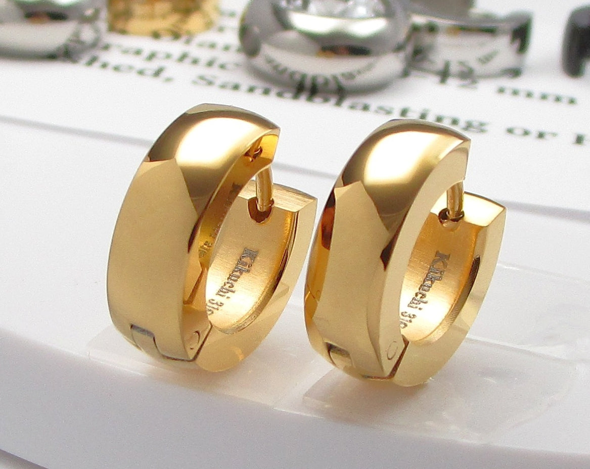 🎉 Ø 15 mm / 5 mm Stainless Steel Hoop Earrings Bar 18g Huggies Rose Gold Black Silver High-Gloss WE15102