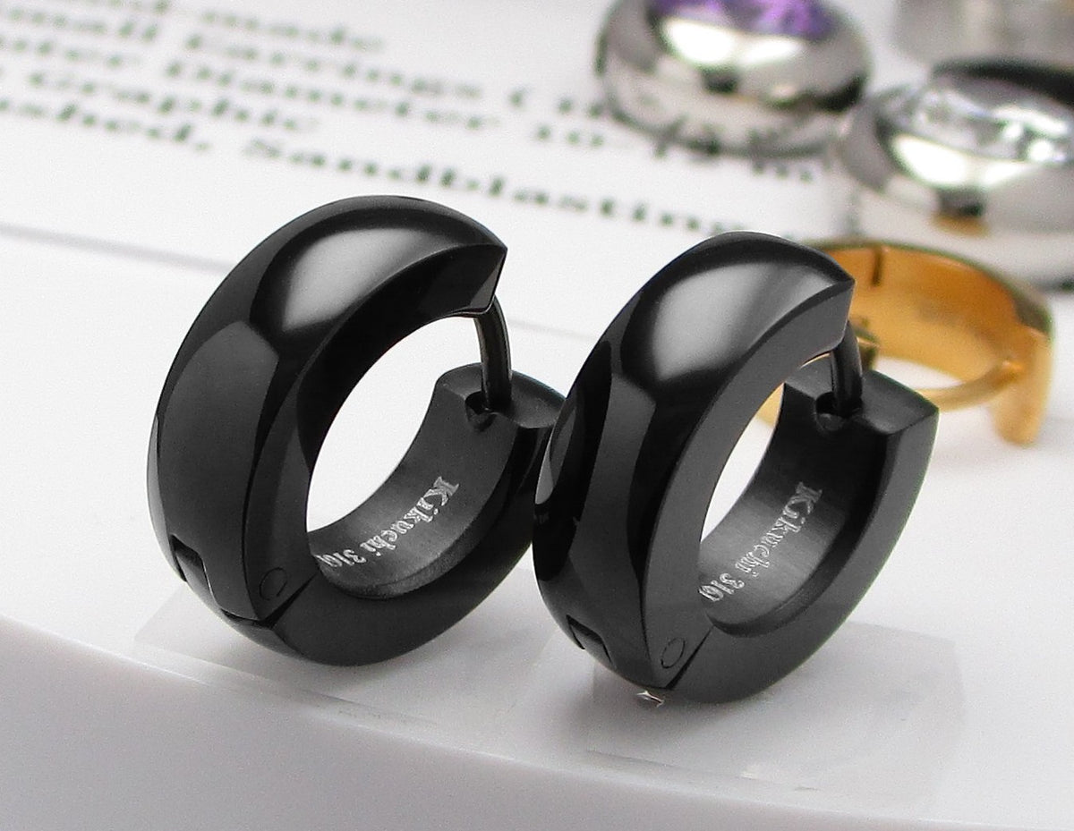 🎉 Ø 15 mm / 5 mm Stainless Steel Hoop Earrings Bar 18g Huggies Rose Gold Black Silver High-Gloss WE15102