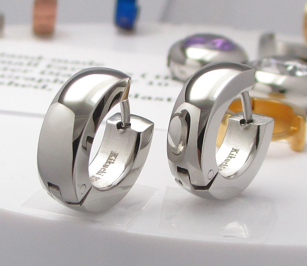 🎉 Ø 15 mm / 5 mm Stainless Steel Hoop Earrings Bar 18g Huggies Rose Gold Black Silver High-Gloss WE15102