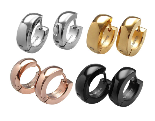 🎉 Ø 15 mm / 5 mm Stainless Steel Hoop Earrings Bar 18g Huggies Rose Gold Black Silver High-Gloss WE15102
