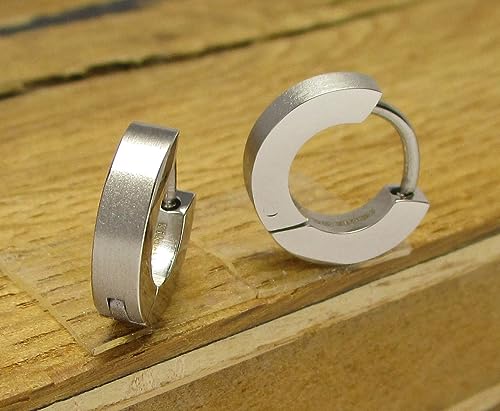 Kikuchi Earrings Titanium Rods Stainless Steel Hoops Square Matt Silver Women Men Ø 12-18 mm of your choice 