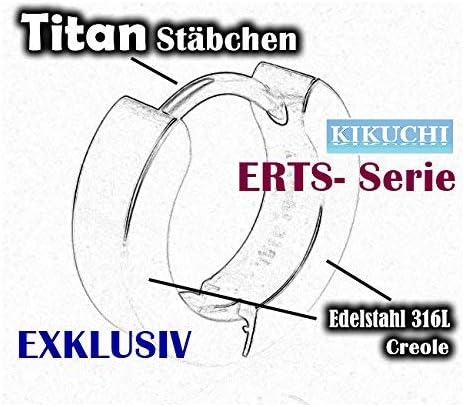 Kikuchi men's earrings titanium rods stainless steel hoop earrings straight women 3 mm/Ø 15 mm black matt ERTS023