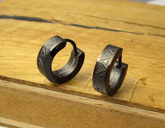 Kikuchi men's earrings titanium rod stud earrings stainless steel hoop earrings totem tattoo ERTS027
