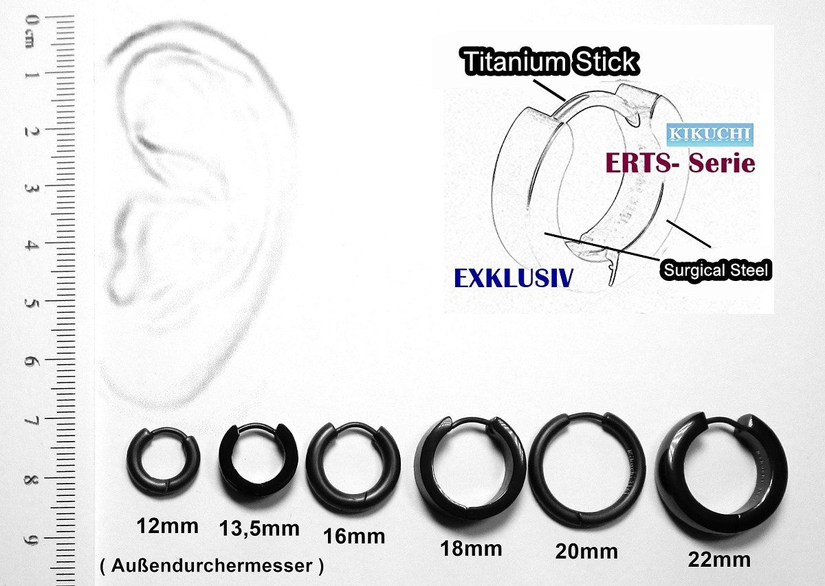 🔶 Titanium rod earrings stainless steel hoop Ø 12 mm hoop straight black blue brown gold silver matt ERTS022