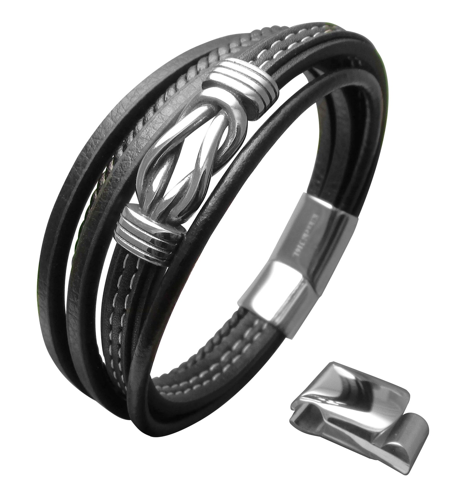 ⚜️ Herren Armband Lederarmband aus 5 Fach echtes Leder mit Unendlichkeitsknoten 21 cm / 22,5 cm