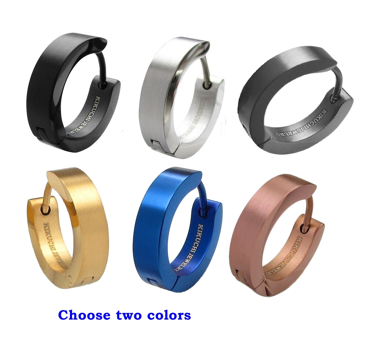 🔶 Ø 16 mm Titan Stab 18g Ohrringe Gold Blau Bronze Braun Matt Gebürstet Edelstahl Hoop Klapp Creolen Kantig Ohrclicker ERTS009