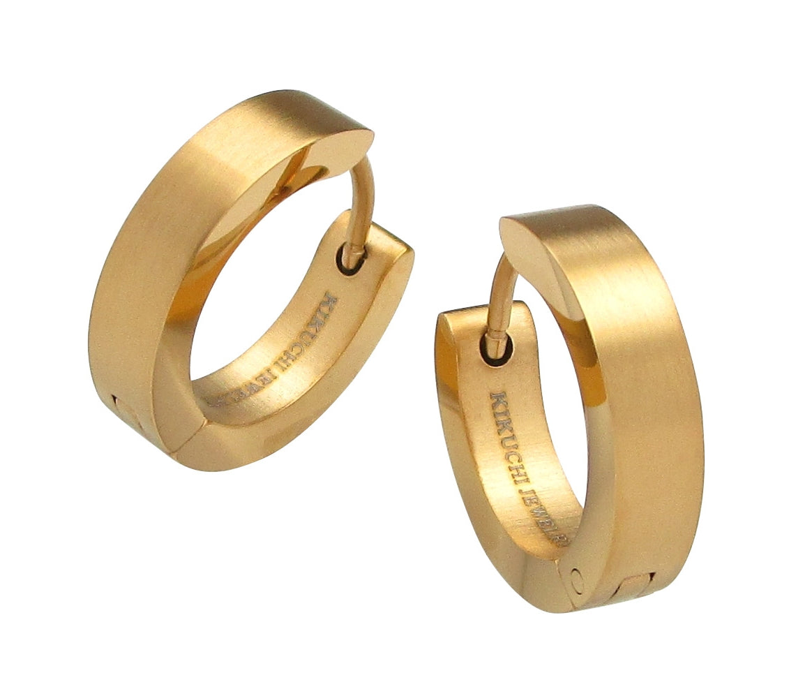 🔶 Ø 16 mm Titan Stab 18g Ohrringe Gold Blau Bronze Braun Matt Gebürstet Edelstahl Hoop Klapp Creolen Kantig Ohrclicker ERTS009