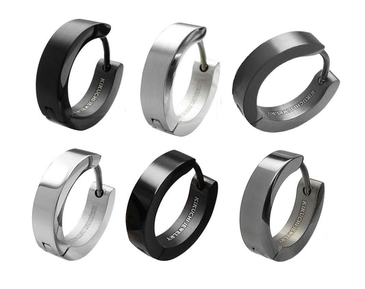 🔶 Ø 16 mm Titan Stab 18g Ohrringe Edelstahl Creolen Ohrclicker Hoop Kantig Schwarz Silber Matt & hochglänzend ERTS009