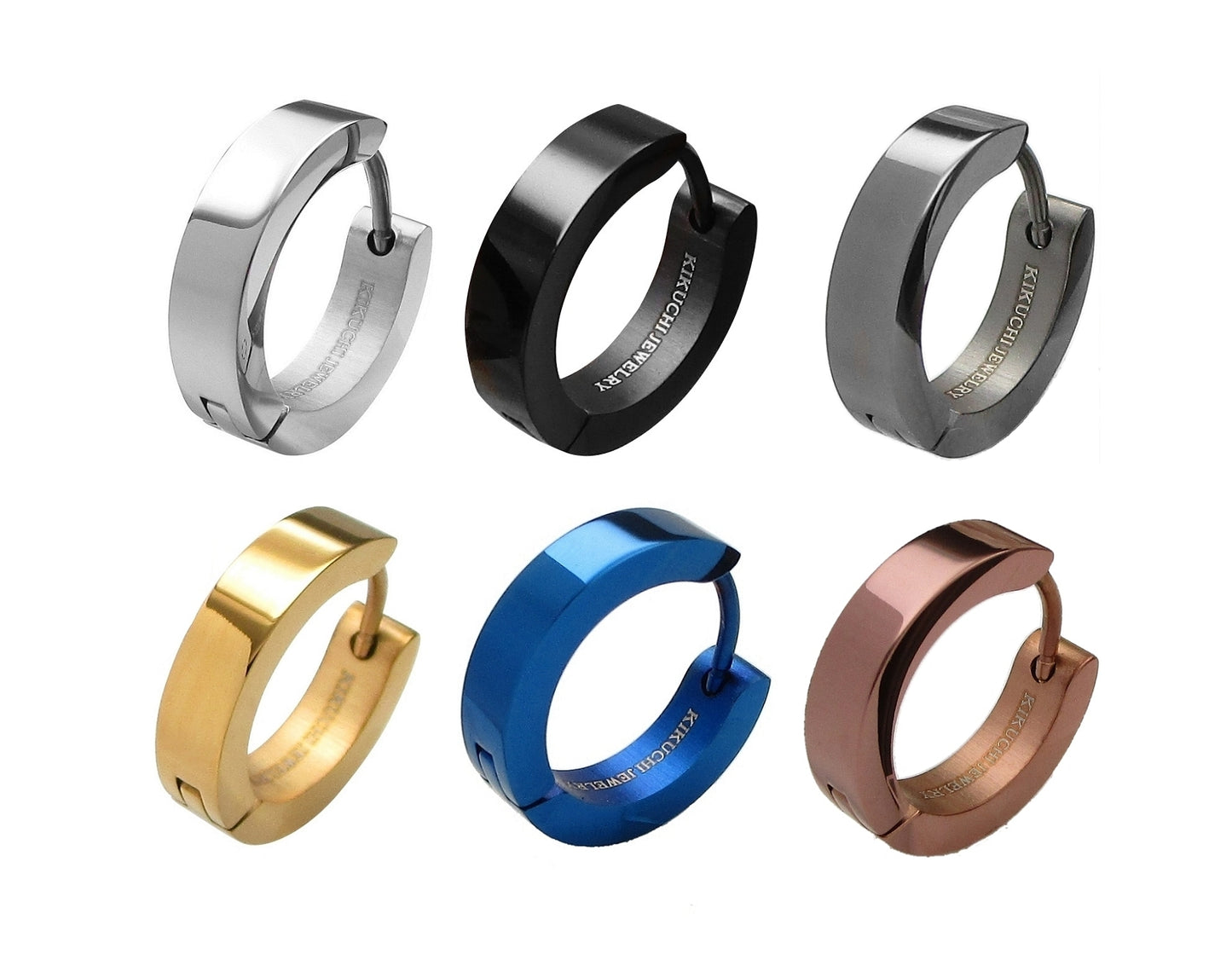 🔶 Ø 16 mm Titan Stab 18g Ohrringe Gold Blau Bronze Braun Hochglänzend Edelstahl Hoop Klapp Creolen Kantig Ohrclicker ERTS009
