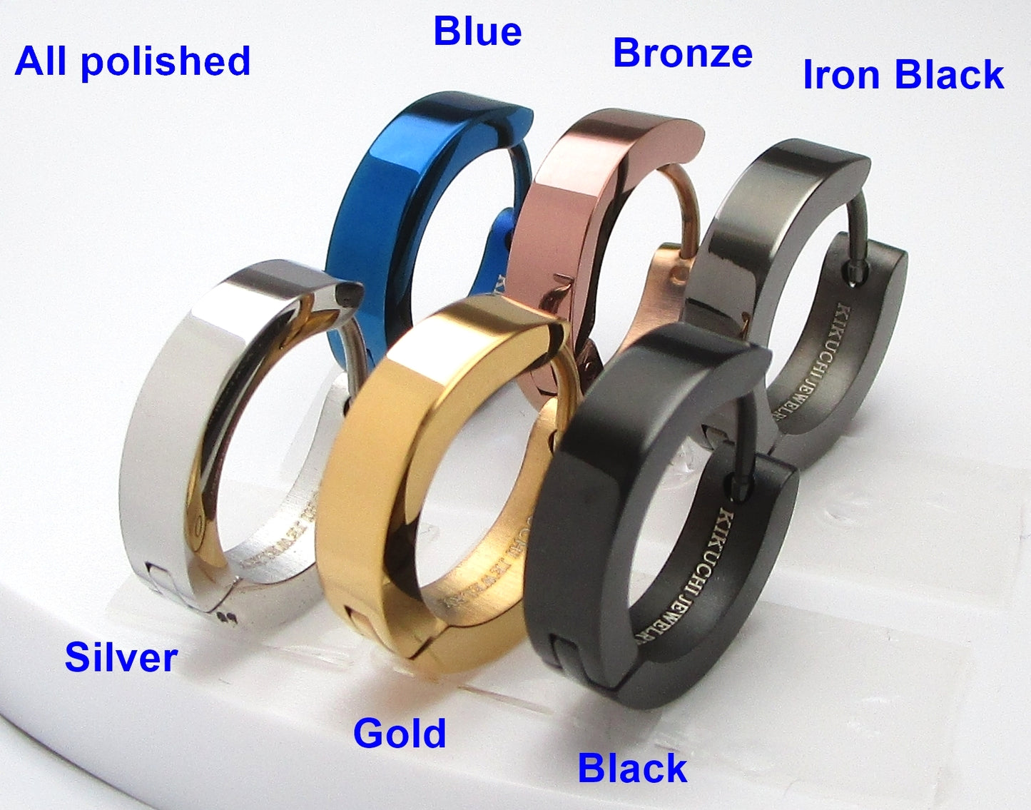 🔶 Ø 16 mm Titan Stab 18g Ohrringe Gold Blau Bronze Braun Hochglänzend Edelstahl Hoop Klapp Creolen Kantig Ohrclicker ERTS009