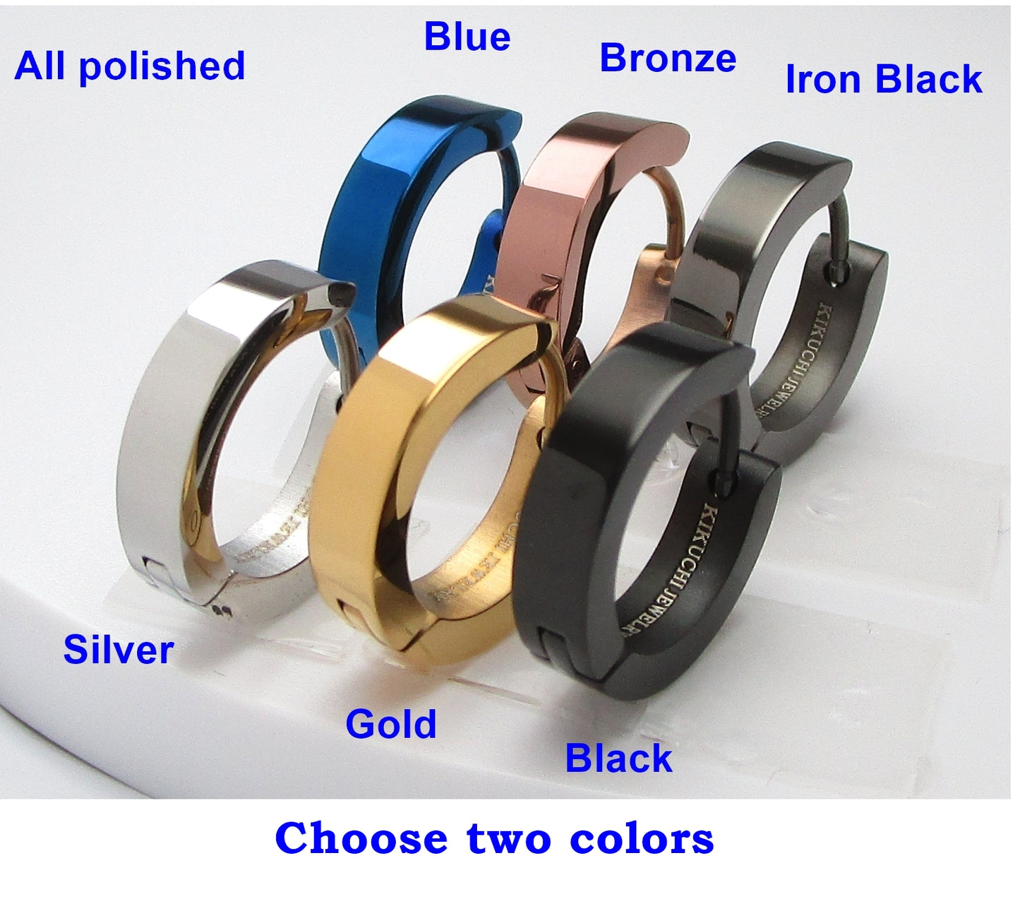 🔶 Ø 16 mm Titan Stab 18g Ohrringe Gold Blau Bronze Braun Hochglänzend Edelstahl Hoop Klapp Creolen Kantig Ohrclicker ERTS009