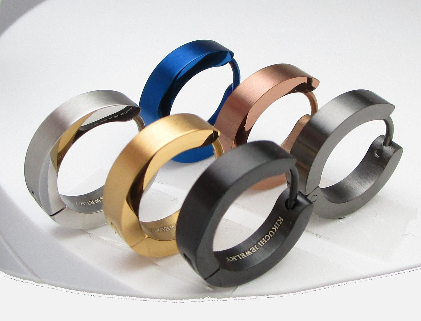 🔶 Ø 16 mm Titan Stab 18g Ohrringe Gold Blau Bronze Braun Matt Gebürstet Edelstahl Hoop Klapp Creolen Kantig Ohrclicker ERTS009