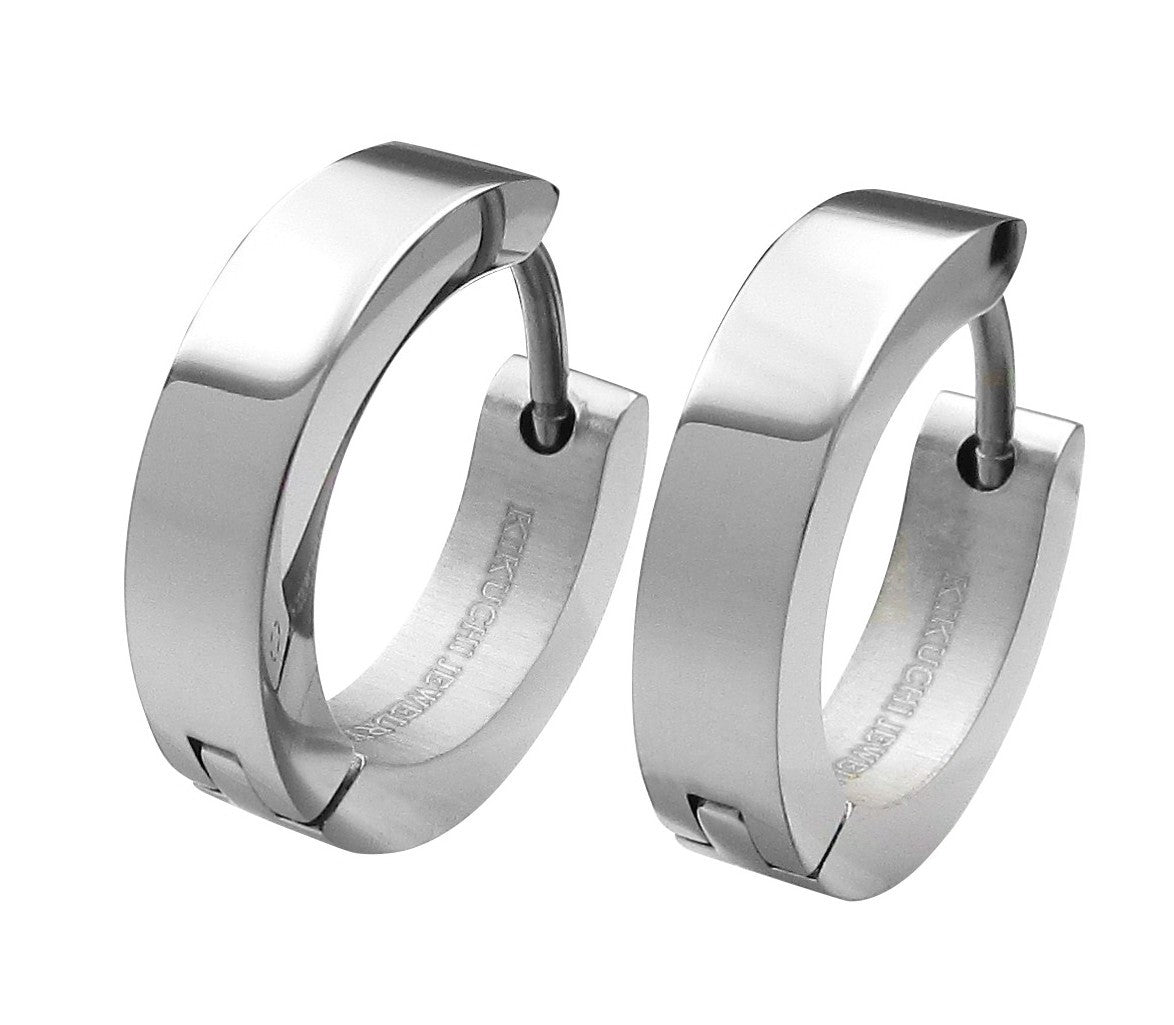 🔶 Ø 16 mm Titan Stab Ohrringe Edelstahl Creolen Ohrclicker Hoop Kantig Schwarz Silber Matt & hochglänzend ERTS009