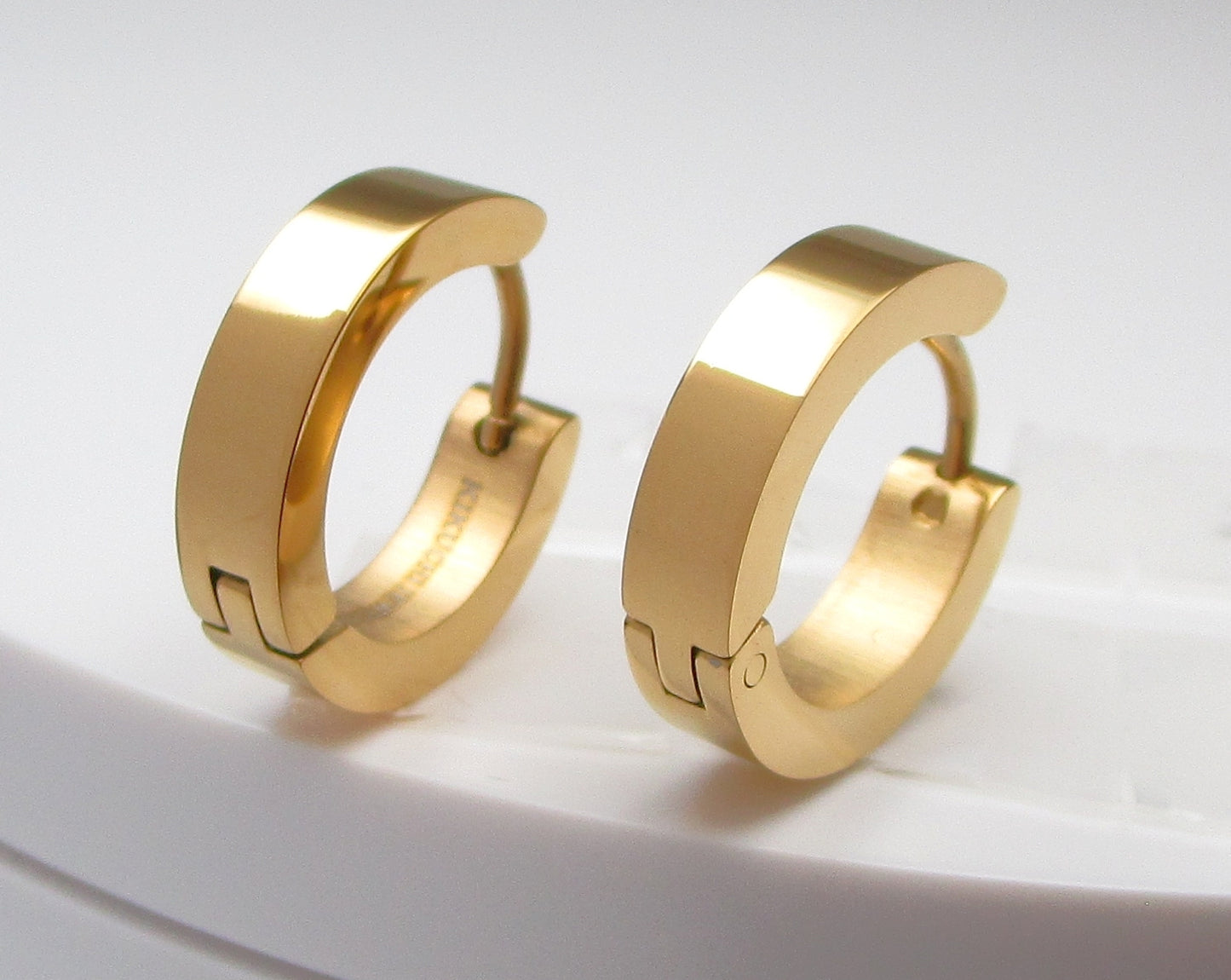 🔶 Ø 16 mm Titan Stab 18g Ohrringe Gold Blau Bronze Braun Hochglänzend Edelstahl Hoop Klapp Creolen Kantig Ohrclicker ERTS009