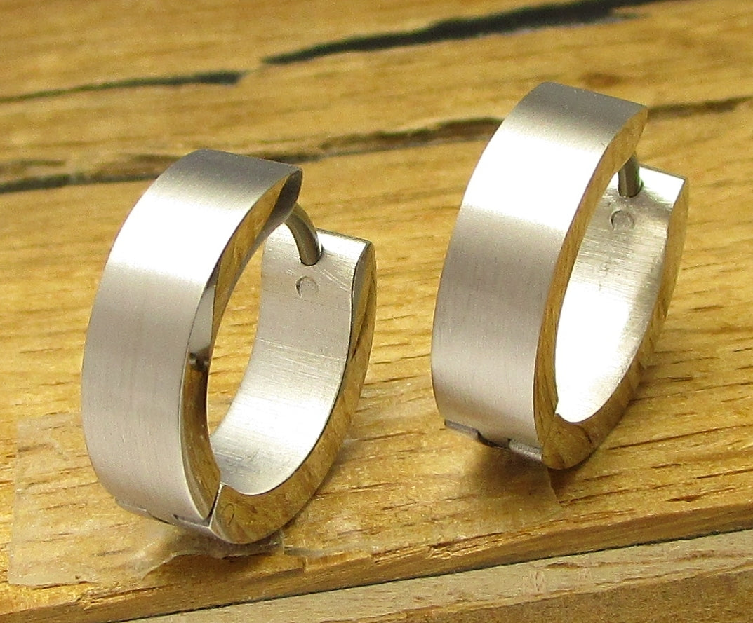 5mm / Ø 16mm Herren Ohrringe Titan Stab + Gerade Kantig Edelstahl Hoop Männer Klapp Creolen ERTS026