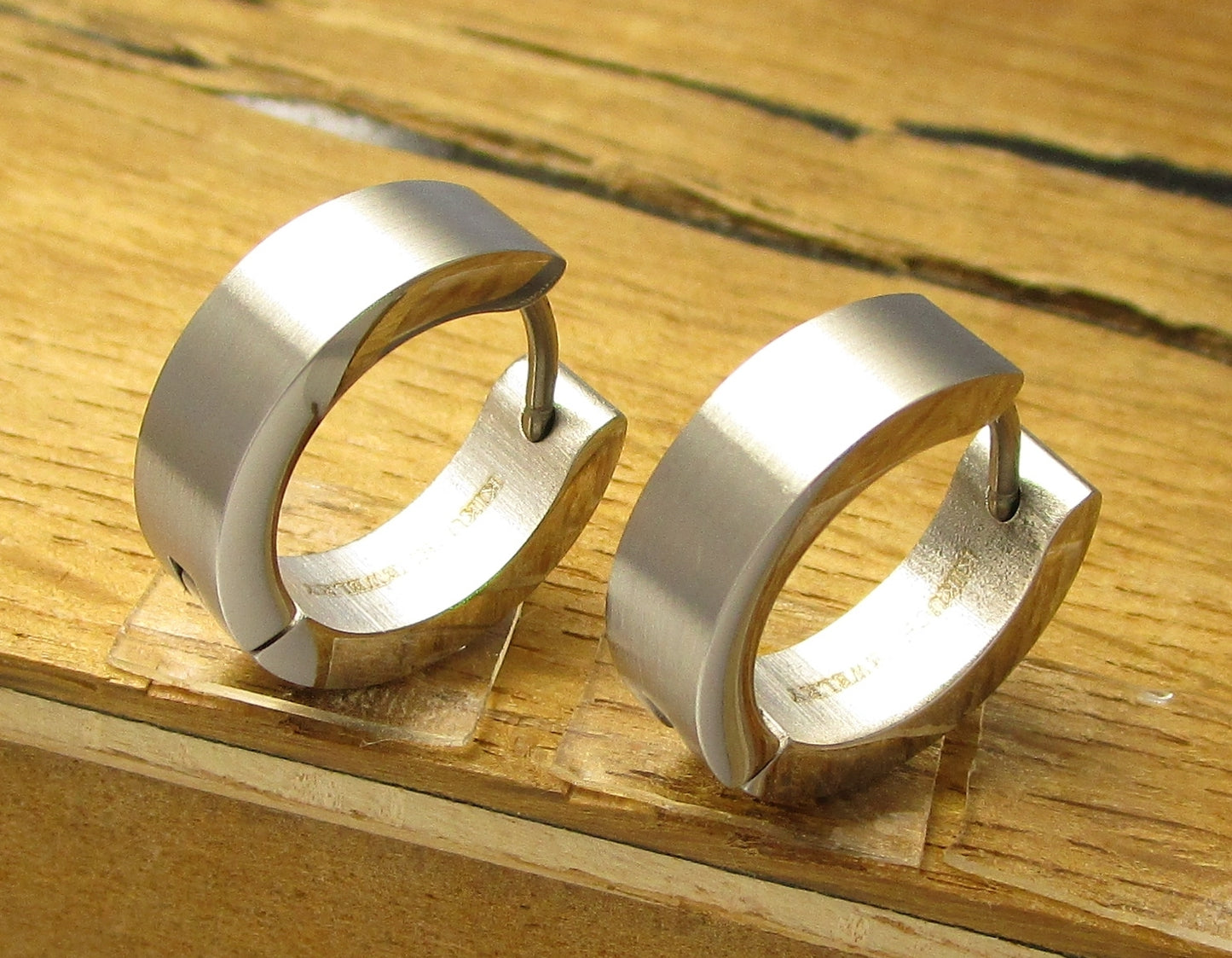 5mm / Ø 16mm Herren Ohrringe Titan Stab + Gerade Kantig Edelstahl Hoop Männer Klapp Creolen ERTS026