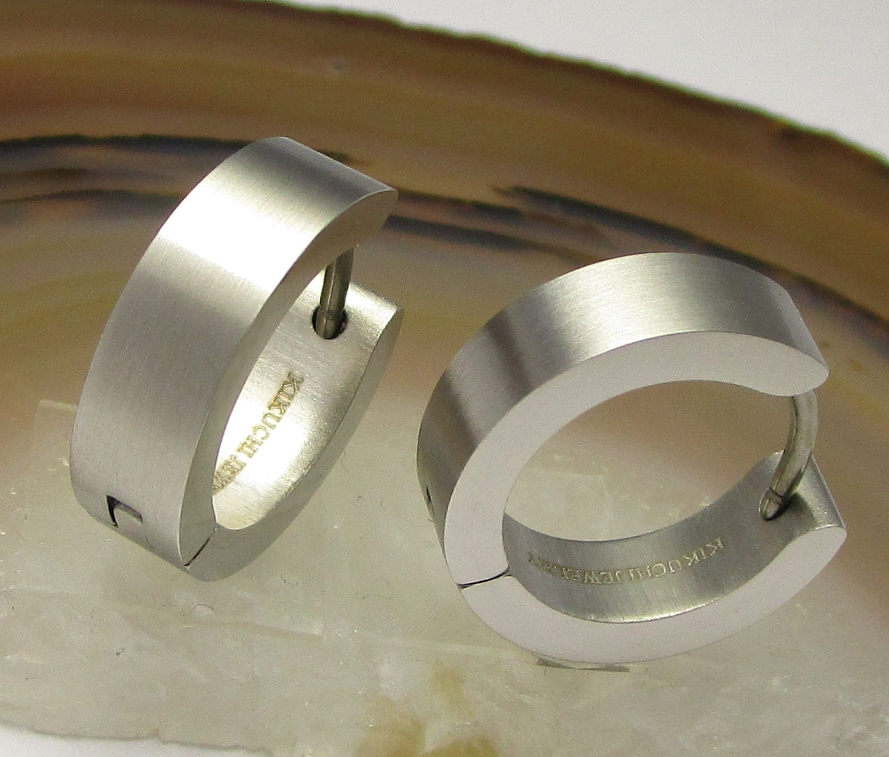 5mm / Ø 16mm Herren Ohrringe Titan Stab + Gerade Kantig Edelstahl Hoop Männer Klapp Creolen ERTS026