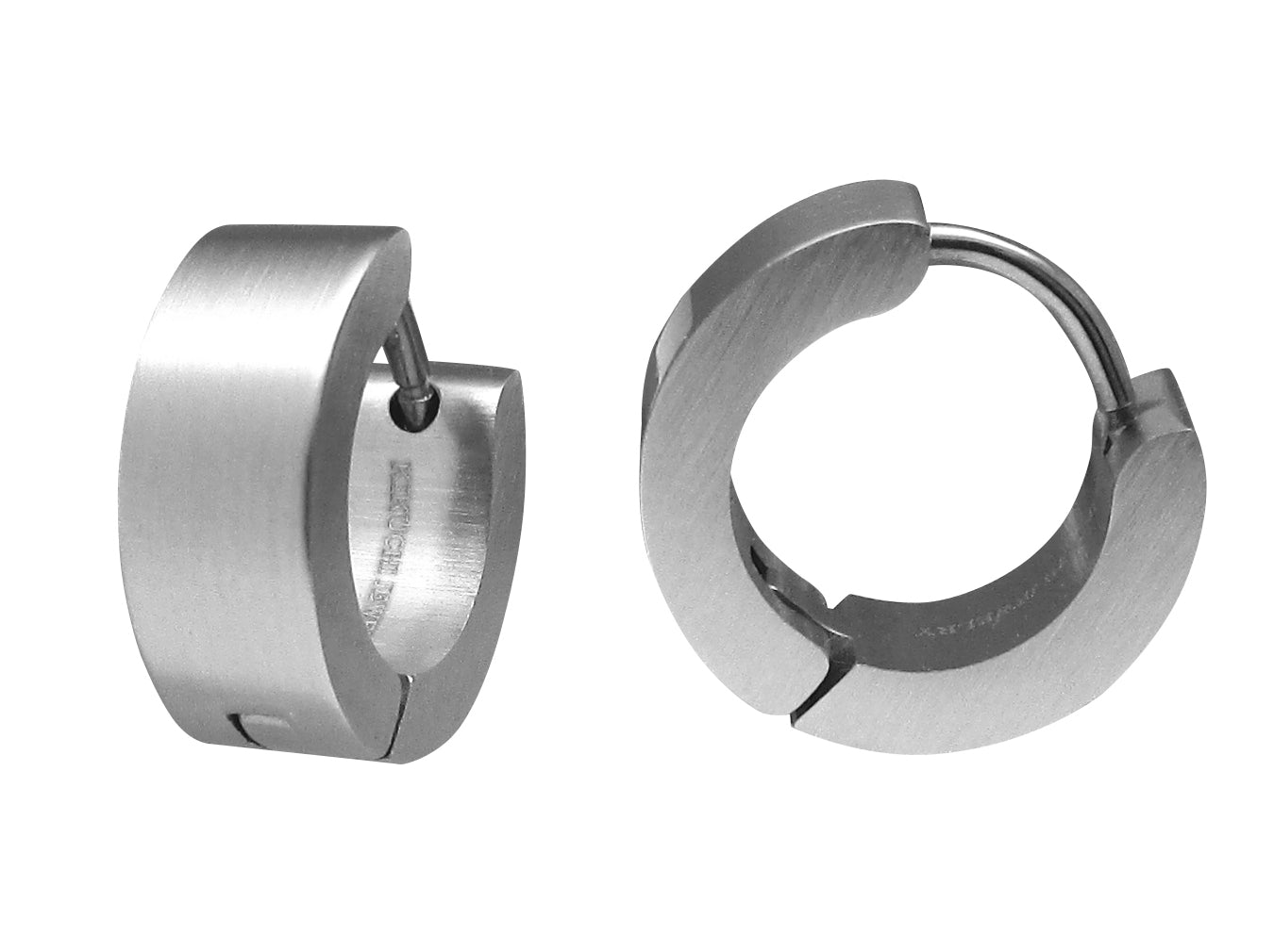 Kikuchi Earrings Titanium Rods Stainless Steel Hoops Small Square Black Silver Matt Matted on all sides (Ø 12 mm / 3 mm)