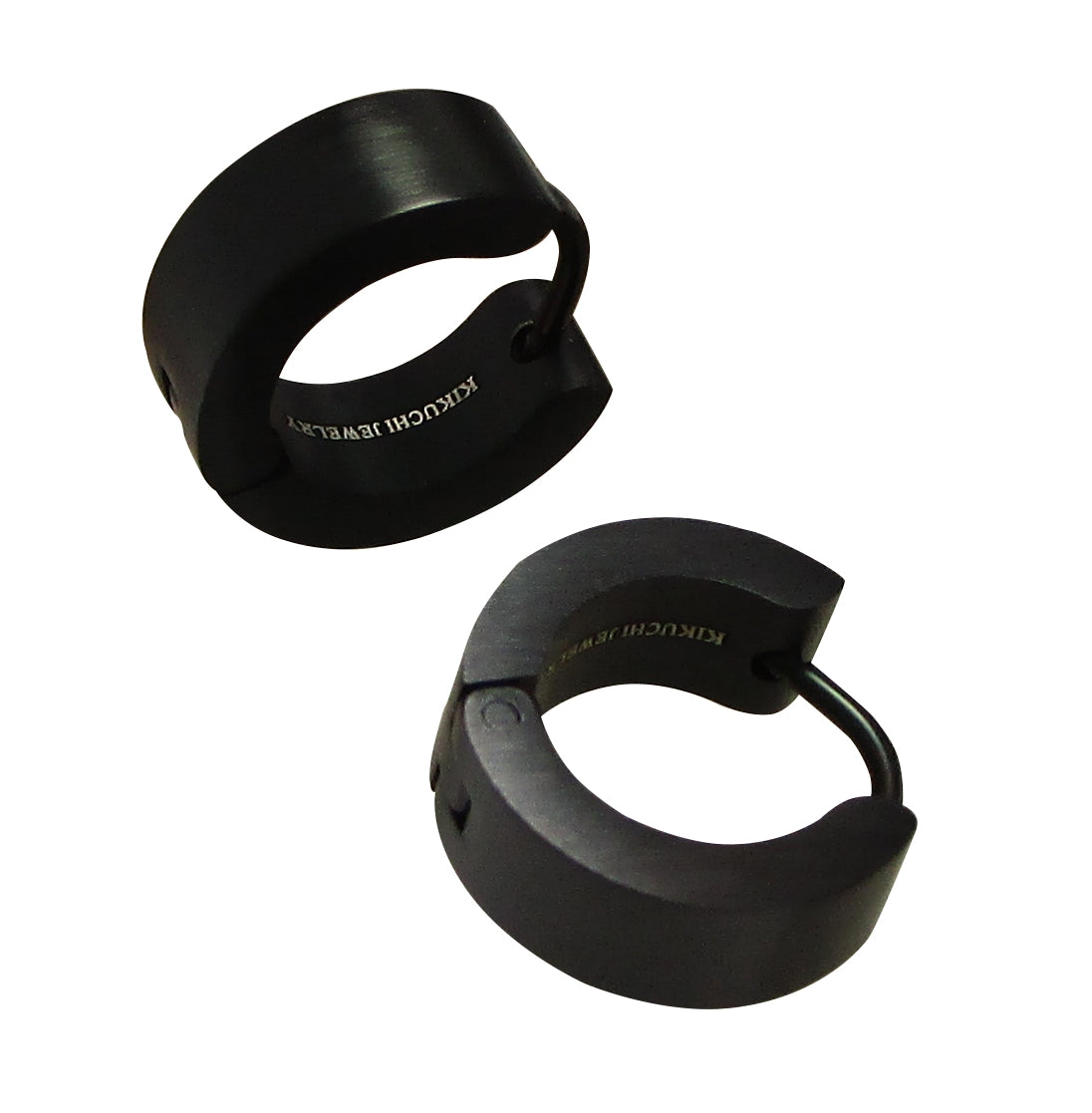 Kikuchi Earrings Titanium Rods Stainless Steel Hoops Small Square Black Silver Matt Matted on all sides (Ø 12 mm / 3 mm)