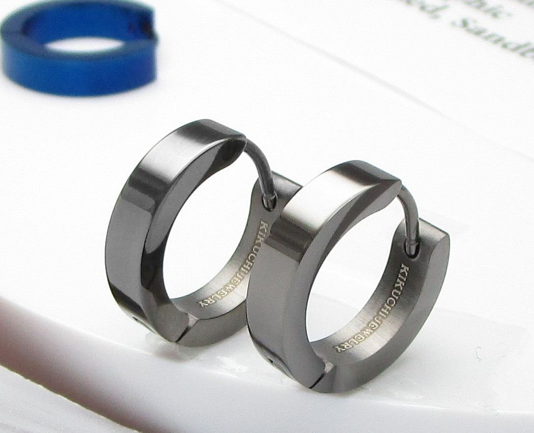 🔶 Ø 16 mm Titan Stab 18g Ohrringe Gold Blau Bronze Braun Hochglänzend Edelstahl Hoop Klapp Creolen Kantig Ohrclicker ERTS009