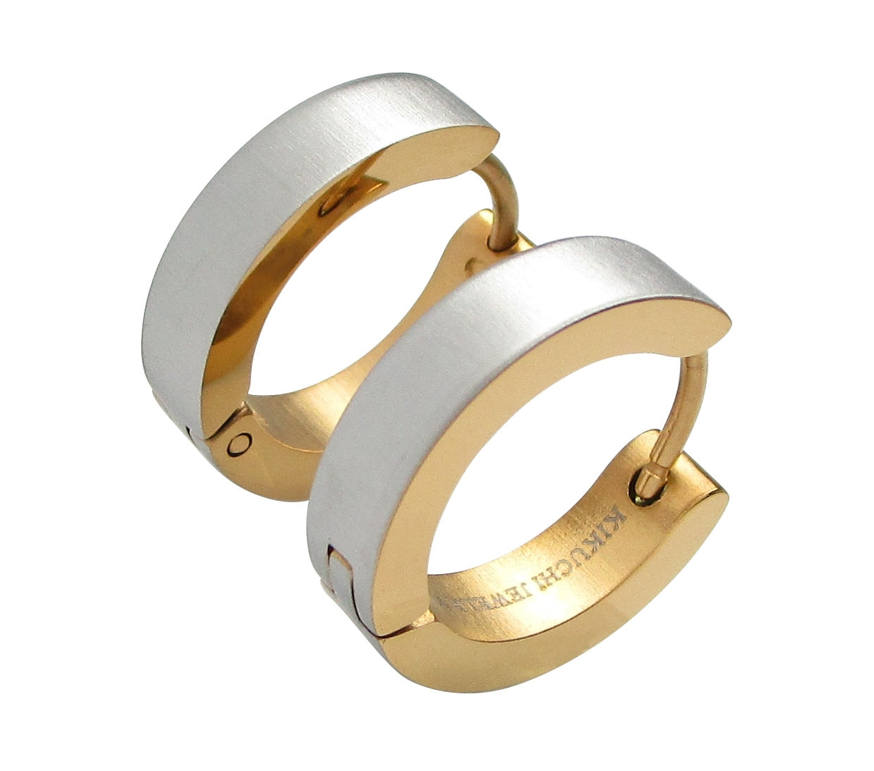 🔶 Ø 16 mm Ohrringe Horizontal gebürstet mit 18g Titan Stab Zweifarbig Klapp Creolen Ohrclicker Kantig Schwarz Gold Blau Bronze ERTS039
