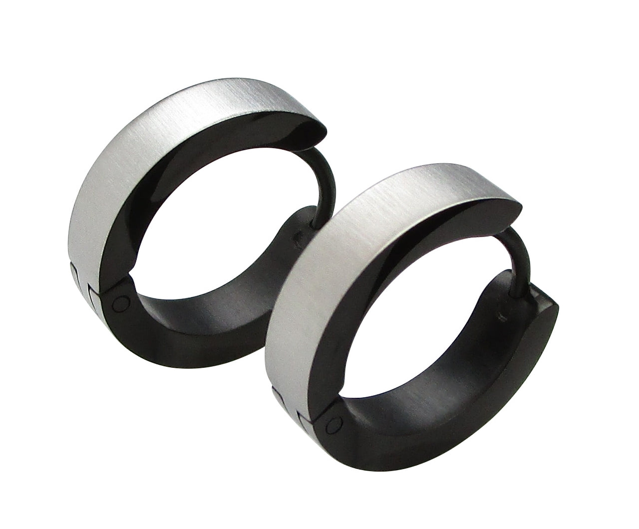 🔶 Ø 16 mm Ohrringe Horizontal gebürstet mit 18g Titan Stab Zweifarbig Klapp Creolen Ohrclicker Kantig Schwarz Gold Blau Bronze ERTS039