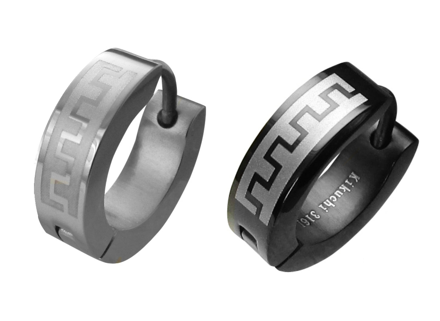 ✨ Männer Ohrringe Titan Stäbchen Edelstahl Hoop Klapp Creolen Mauer Greek ERTS002
