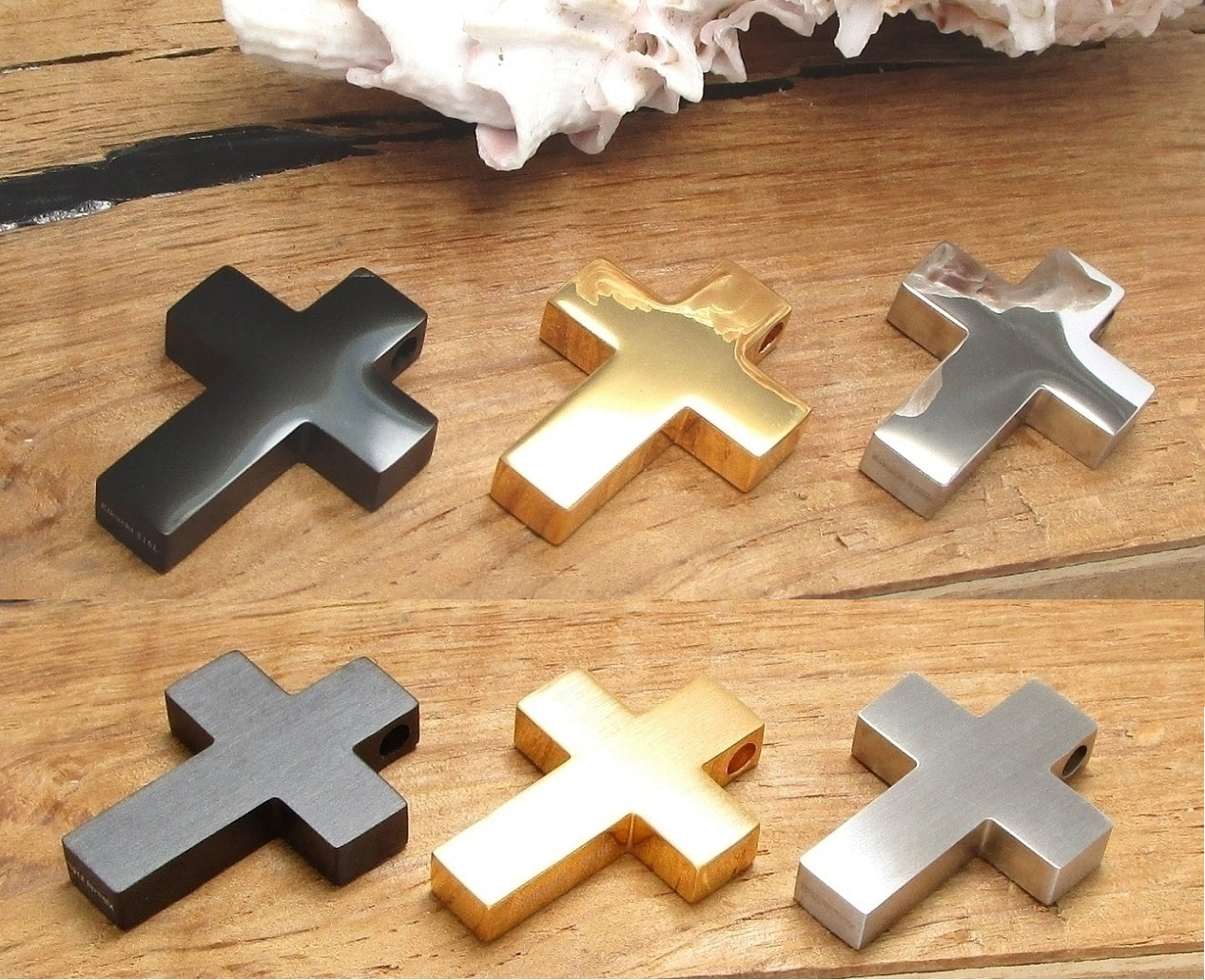 ✨ Cross Necklace Strong Cross Pendant Black Silver Gold 2-in-1 Design with Leather Chain