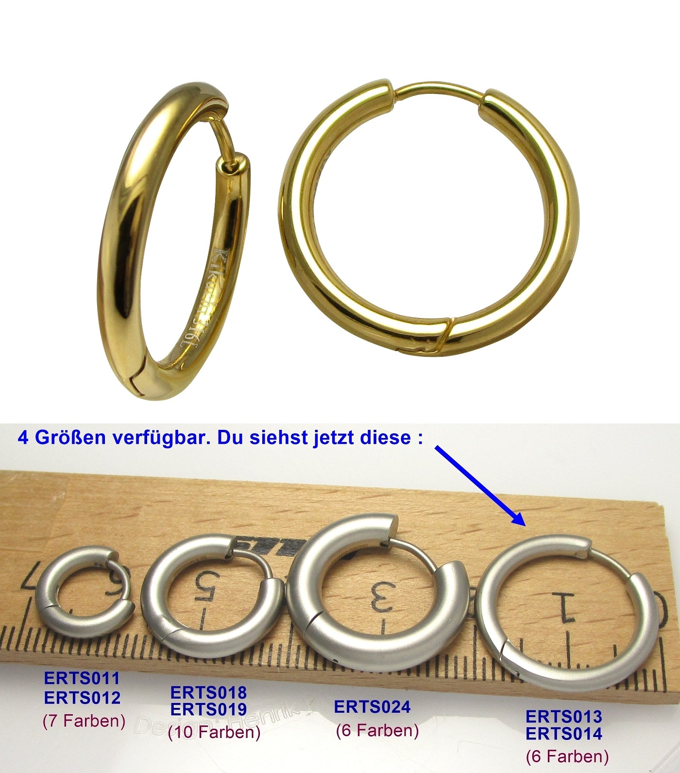 Ø 20 mm / 2,5 mm Ohrringe Titan Verschluss Edelstahl Creolen Groß Slim Tube Matt Hochglänzend Silber Gold Schwarz