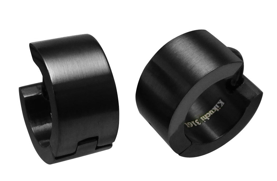 🔷 Edelstahl Ohrringe 7 mm  / Ø 13 mm Klapp Creolen Matt Schwarz Blau Silber Gbürstet ER15156