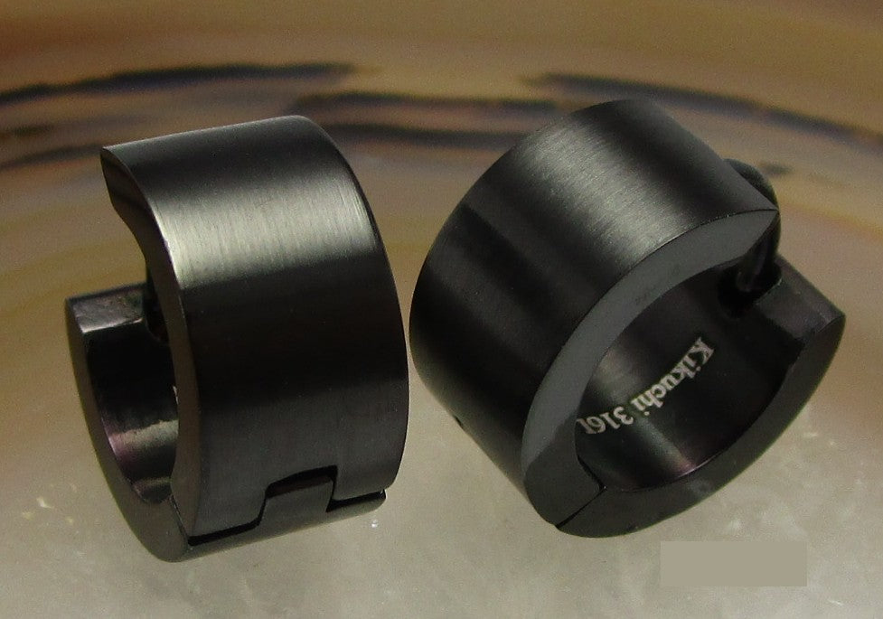 🔷 Edelstahl Ohrringe 7 mm  / Ø 13 mm Klapp Creolen Matt Schwarz Blau Silber Gbürstet ER15156