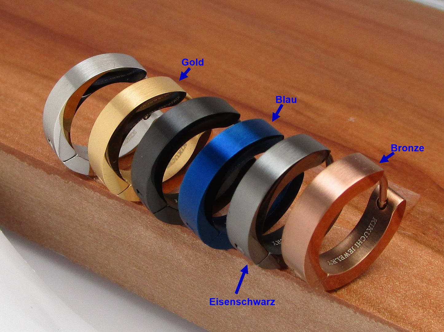 🔶 Ø 16 mm Titan Stab 18g Ohrringe Gold Blau Bronze Braun Matt Gebürstet Edelstahl Hoop Klapp Creolen Kantig Ohrclicker ERTS009