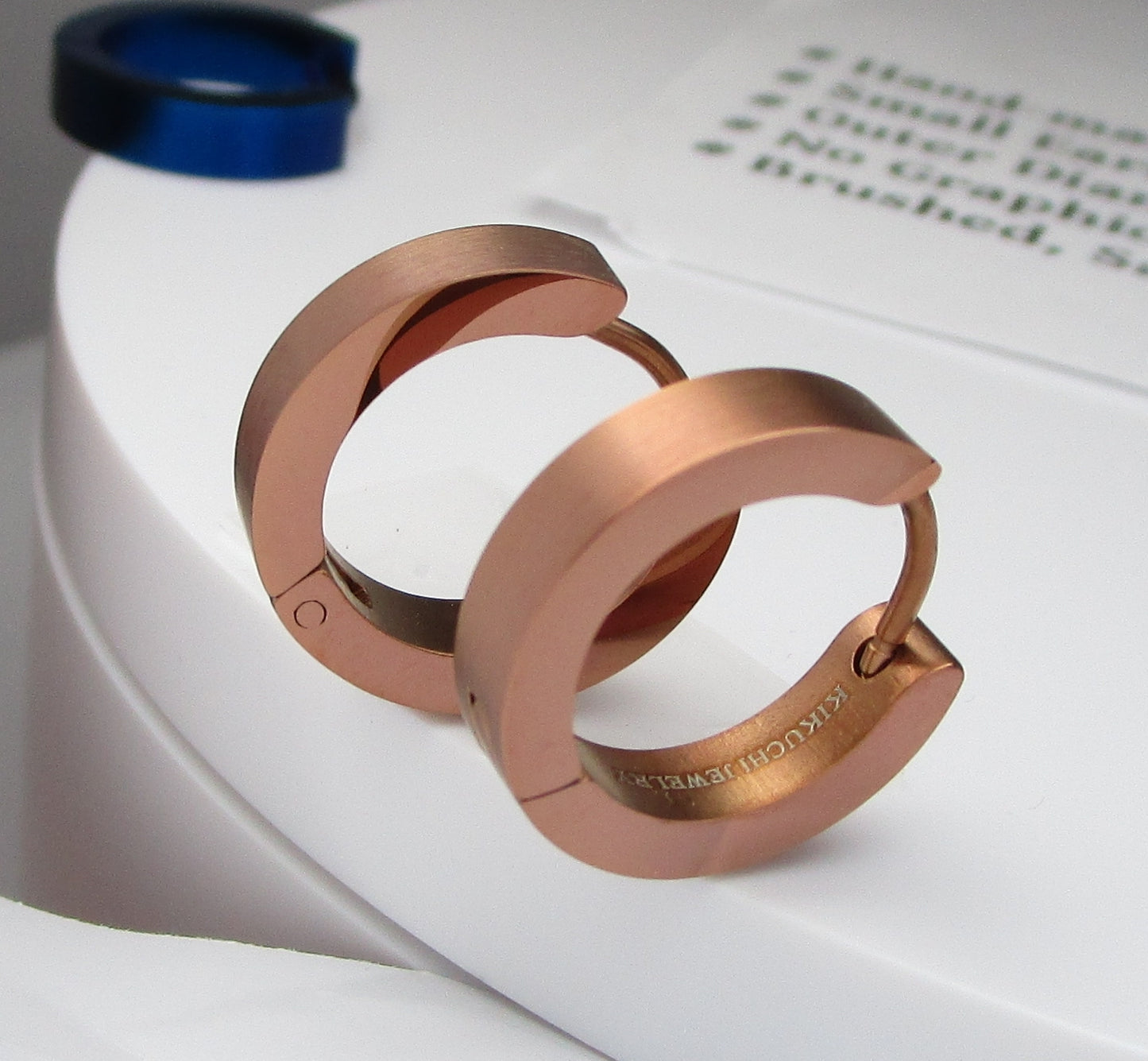 🔶 Ø 16 mm Titan Stab 18g Ohrringe Gold Blau Bronze Braun Matt Gebürstet Edelstahl Hoop Klapp Creolen Kantig Ohrclicker ERTS009
