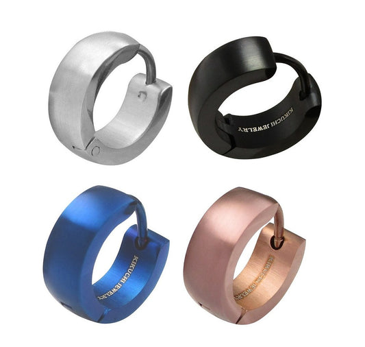 ✨Ø 13mm / 5mm titanium bar earrings stainless steel hoop huggies arched silver black blue bronze brushed matte ERTS029