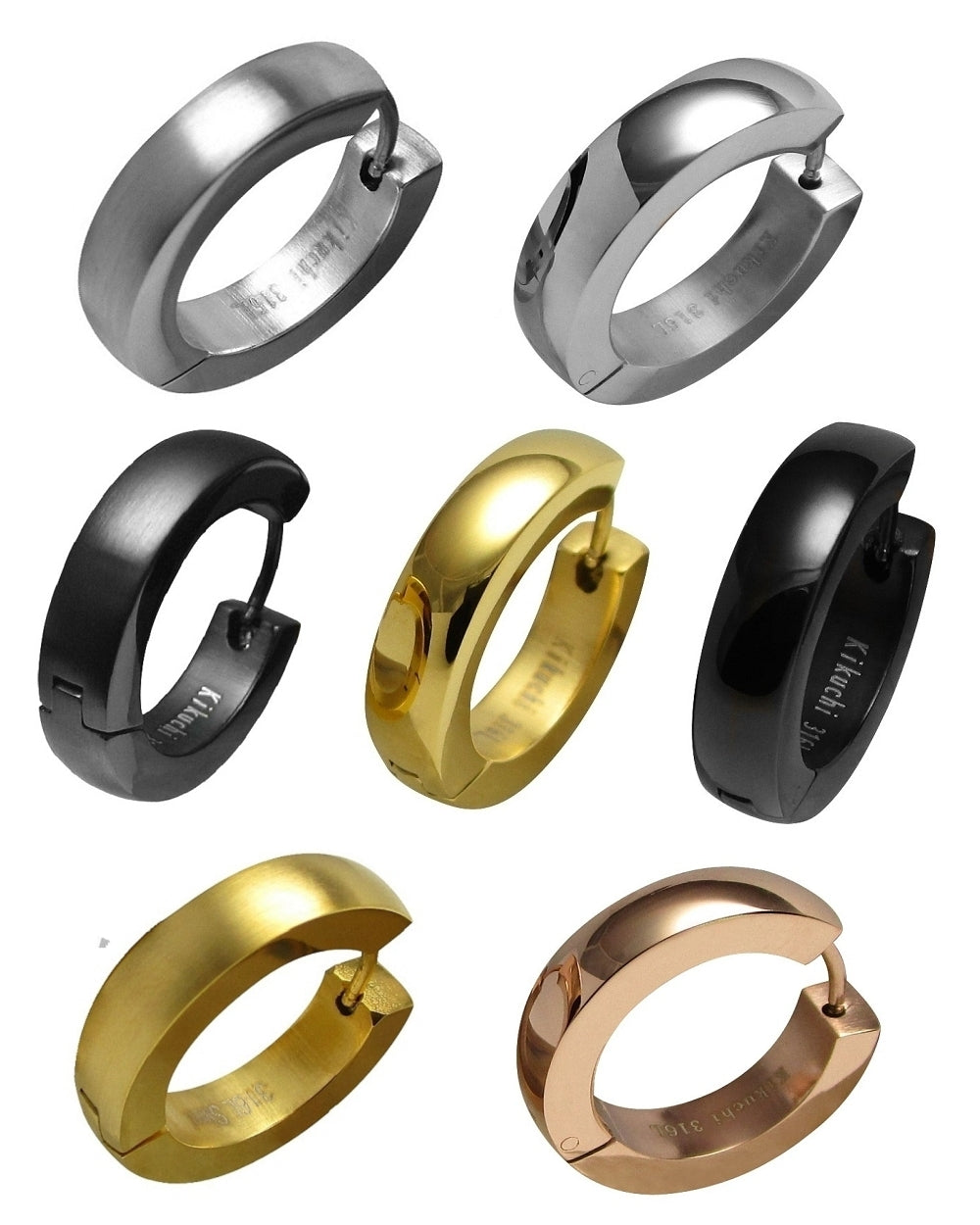 🎉 Edelstahl Ohrringe groß Ø 22 mm Creolen XL Bogen Hoop Silber Gold Schwarz Rotgold ER15101