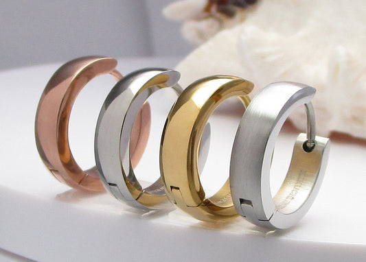 🎉 Stainless steel earrings rose gold gold silver Ø 16mm / 4mm bow hoop huggies polished  & brushed