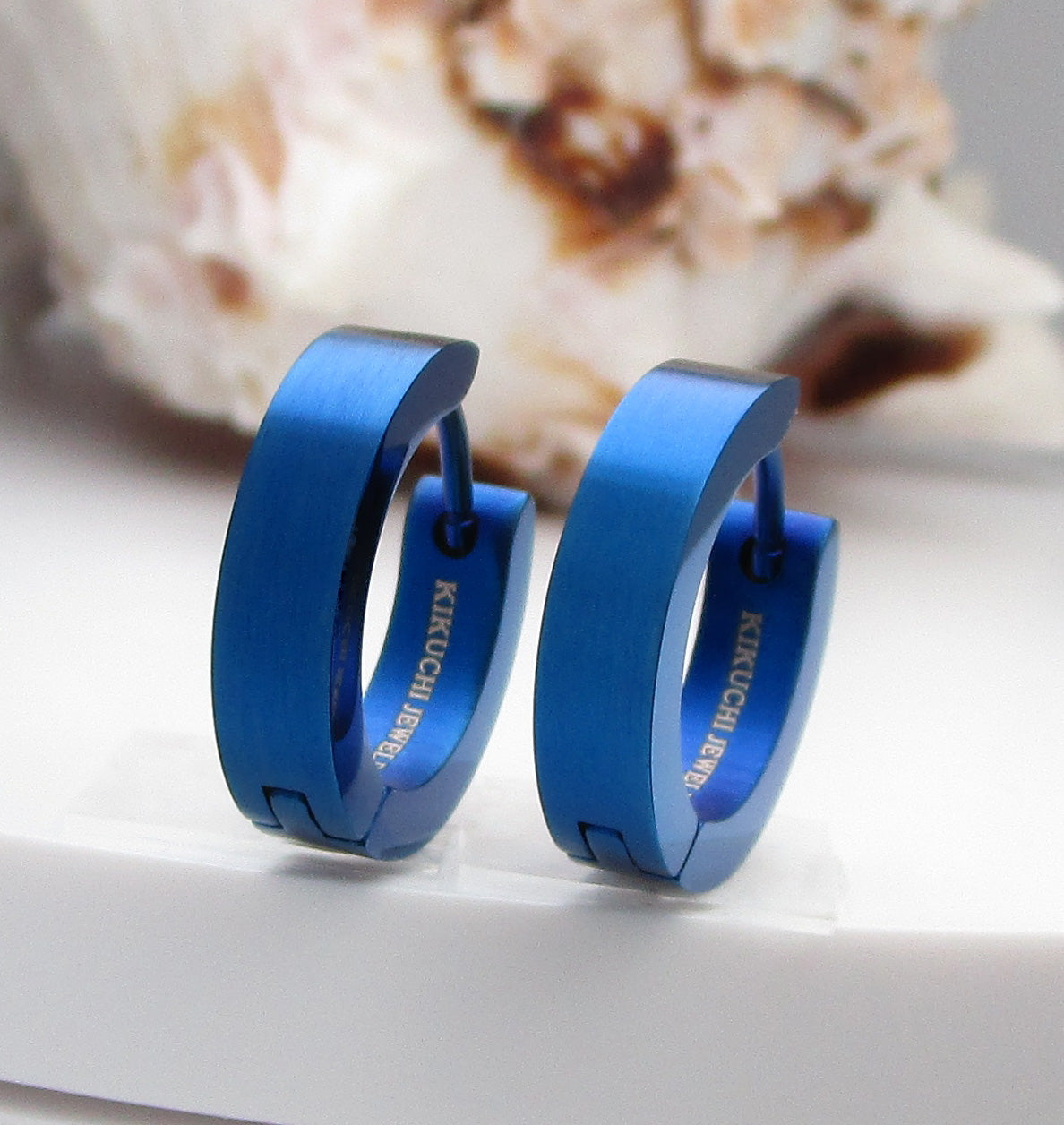 🔶 Ø 16 mm Titan Stab 18g Ohrringe Gold Blau Bronze Braun Matt Gebürstet Edelstahl Hoop Klapp Creolen Kantig Ohrclicker ERTS009